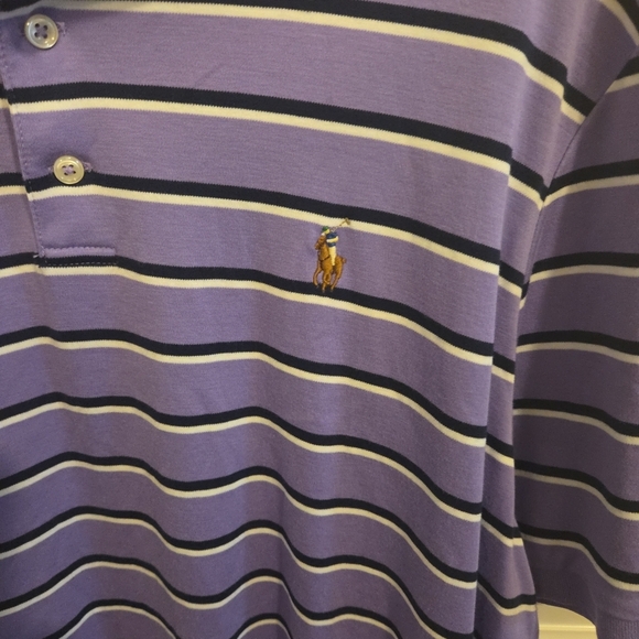 Polo by Ralph Lauren Purple Striped Men's Polo‎ Shirt - Picture 2 of 4